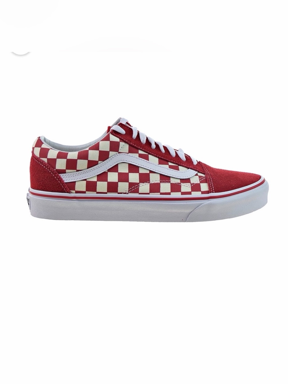 Vans Red and Cream Checkerboard Old Skool Low-Top Sneakers size 8.5W, 7M